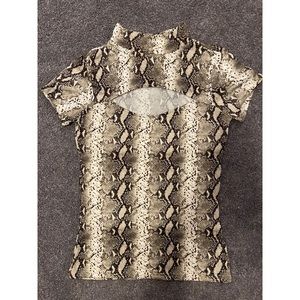 Rue21 snakeskin top with mockneck cutout bust